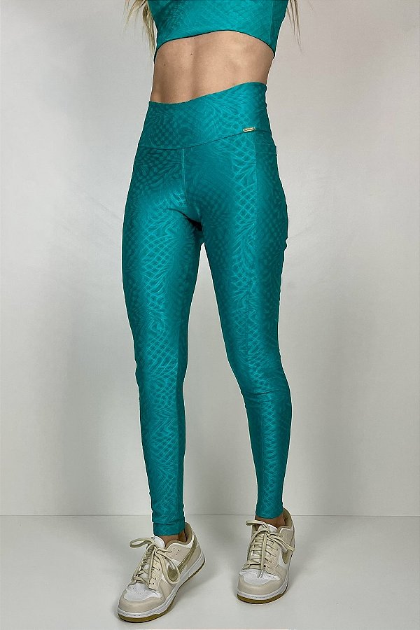 Calça Legging Pock Seaward Winner cor Jade com bolso
