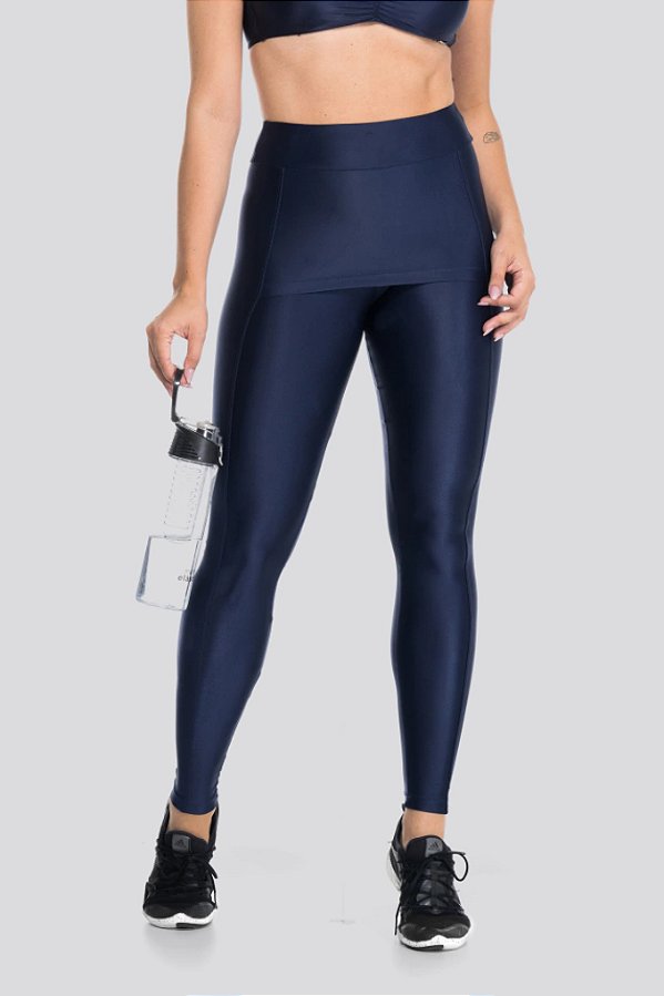 Legging Cover Mulher Elástica - Azul marinho/grafite/preto