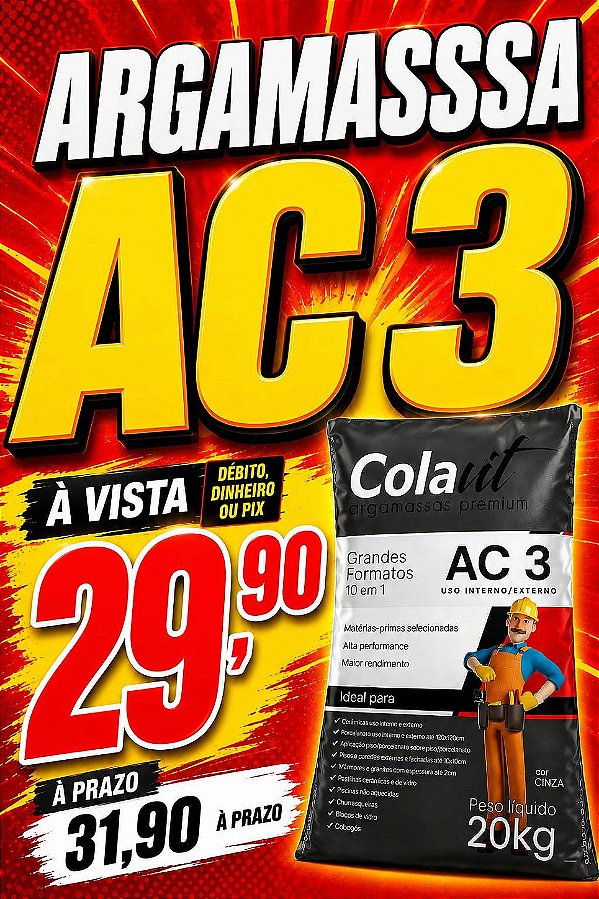 Argamassa Cola Vit Ac3 Alta Performance Interno E Externo