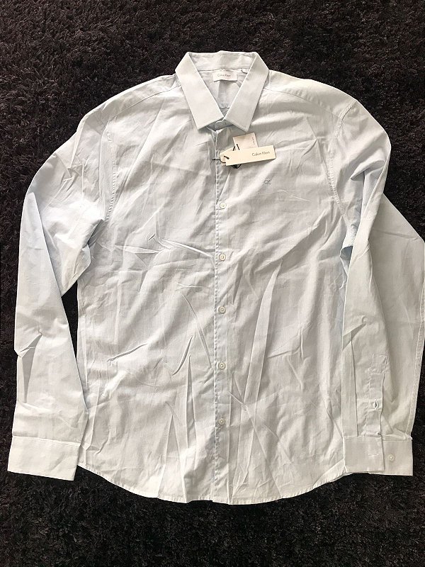 Camisa Regular ClvKln White Label - Azul Claro - Tam 6 - ÚLTIMO DISPONÍVEL