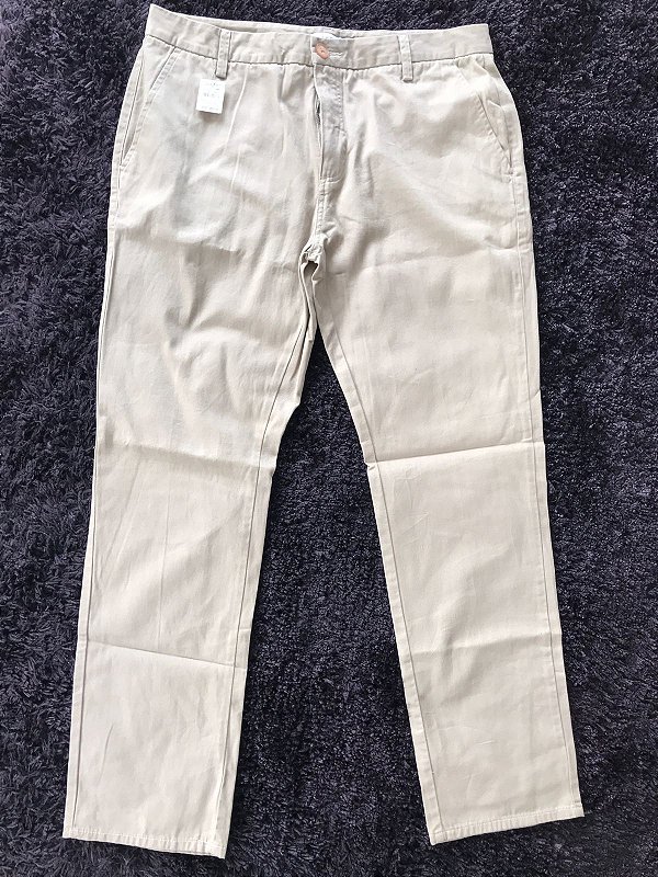 Calca ClvKln Chino Pesponto Cos - Caqui - Tam 48 - ÚLTIMO DISPONÍVEL