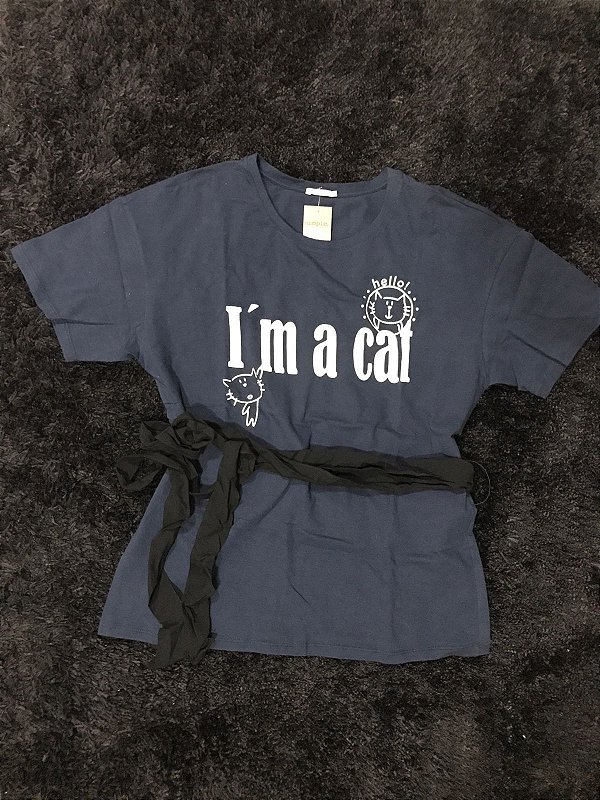 Kimono Feminino Simple Cat c/ Faixa - Azul Marinho - ÚLTIMOS DISPONÍVEIS