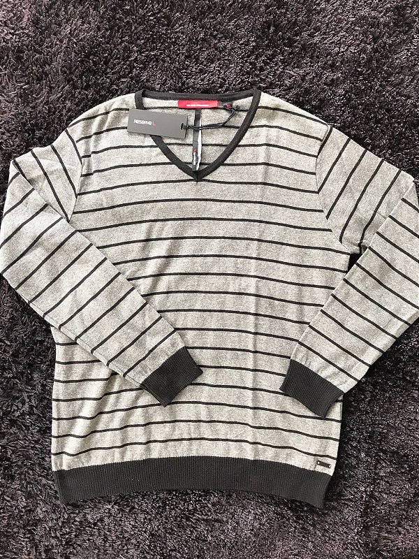 Sueter RSV Gola V Listras Cinza Cimento - GG - ÚLTIMO DISPONÍVEL