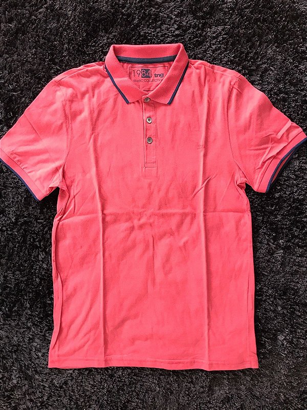 Polo TNG Malha Friso Contraste - Coral - P - ÚLTIMO DISPONÍVEL