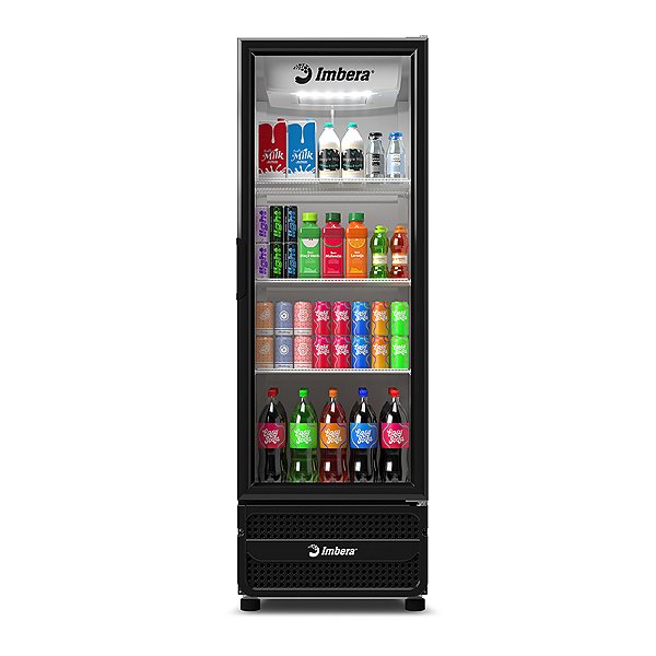 Expositora Refrigerada Bivolt Inverter VRS16 Porta de Vidro Full Black 485L  interno branco Imbera