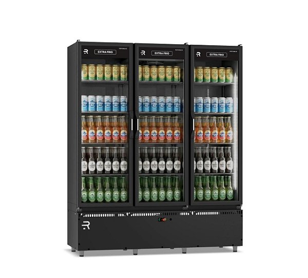 Cervejeira Extra frioVanguarda total Black Preto 3 Portas Refrimate Cor:Preto-220v