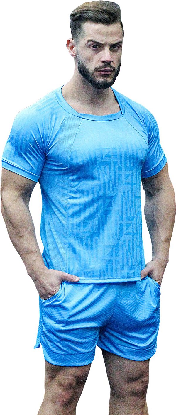 Camisa Jacquard Dry Fit - Azul Turquesa