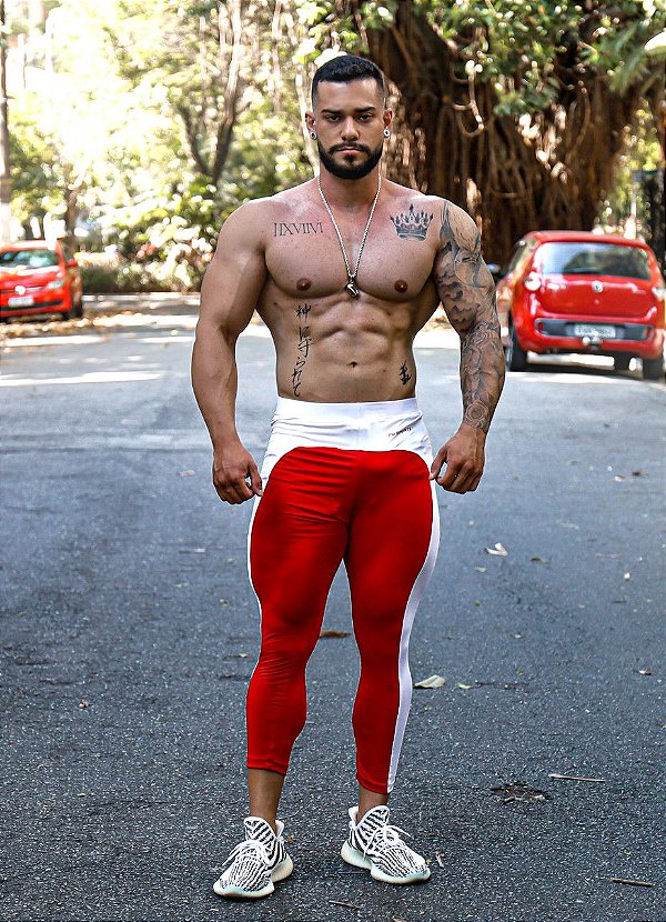 Calça Legging Soft Sports - Vermelha com Branco