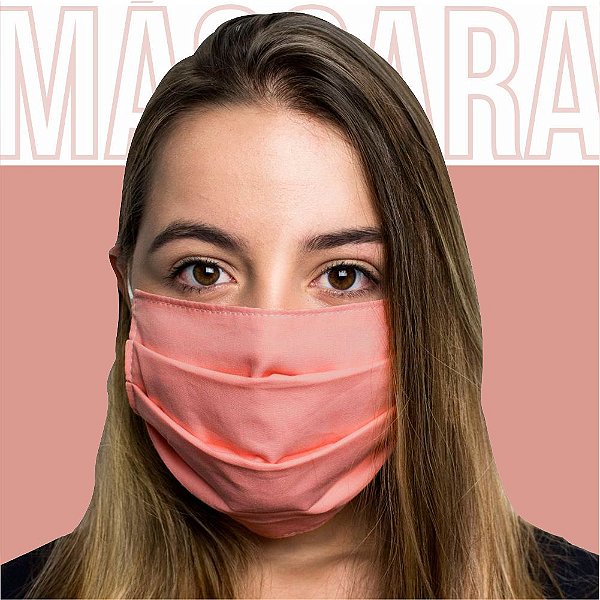 Máscara Protetora Dupla Face Reutilizável Lavável Branco/Rosa