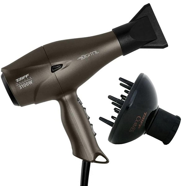 Kit Secador de Cabelo Taiff Profissional Unique Digital 3100W 220V +  Difusor de Ar Curves Definidor de Cachos