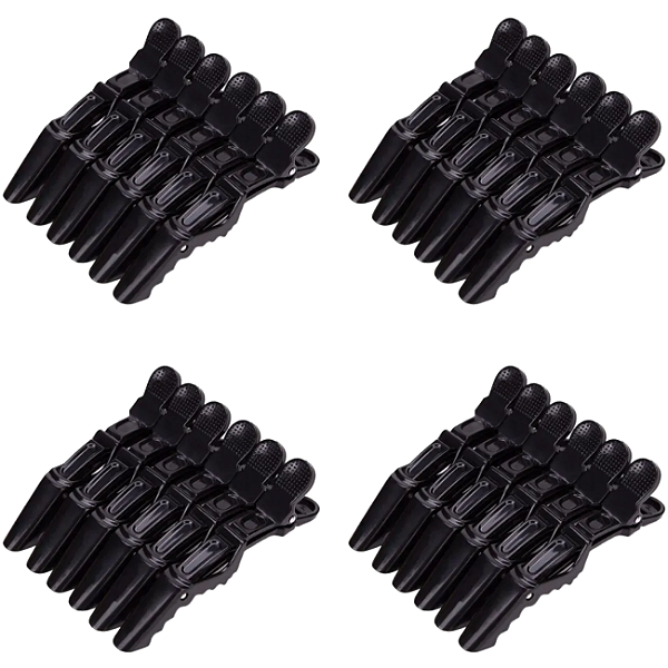 Kit 24 Presilhas Prendedor de Cabelo Clip Crocodilo Bico de Pato Profissional Jacaré