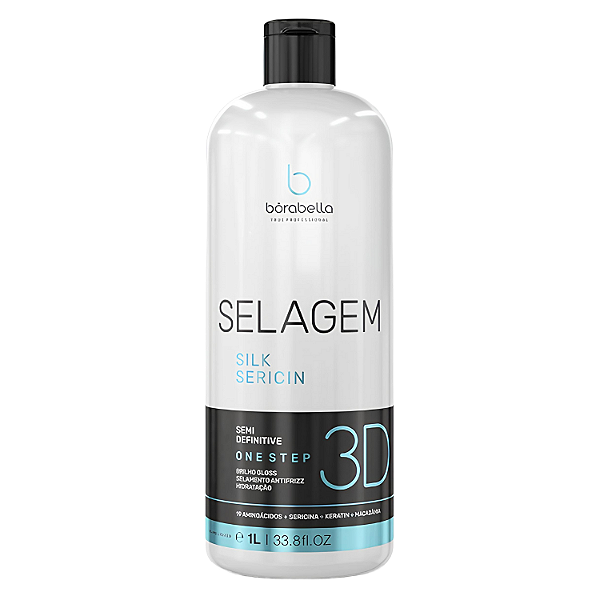 Selagem 3D Brilho Gloss Semi Definitiva Sem Formol 1L Anti Frizz Redução de Volume e Alinhamento Profissional 1 Passo