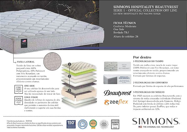 COLCHÃO SIMMONS HOSPITALITY MODERATE + CAMA ARTICULADA