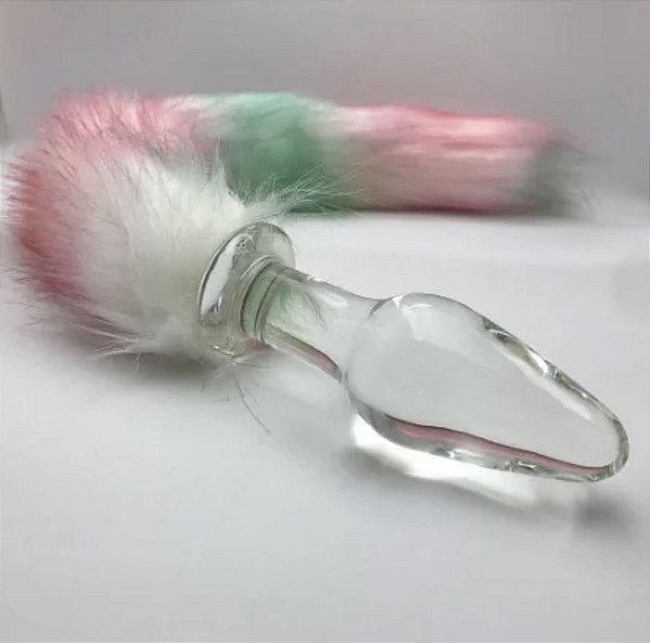 Plug Anal de Vidro Com Rabo de raposa colorido