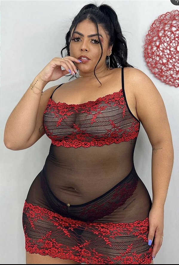 Combinete Passion Plus Size em Tulle e Renda