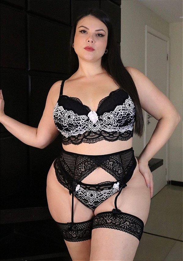 Conjunto Iris Preto com Branco com Liga