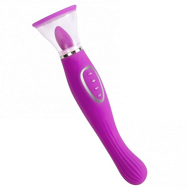 Pussy Pump com Vibrador de Ponto G e Sugador de Clitóris com Língua