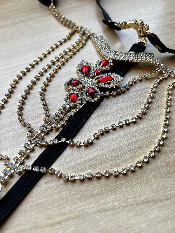 Calcinha Frente Strass Rubi