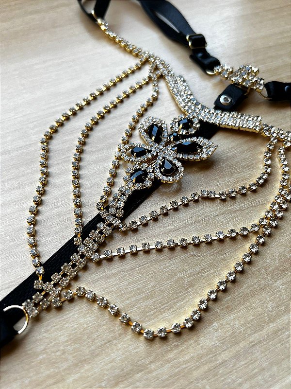 Calcinha Frente Strass Ônix