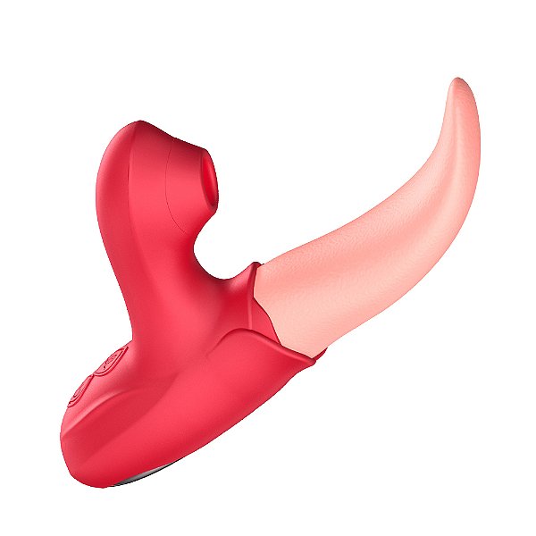 Vibrador, com formato de língua, possui sugador de clítoris