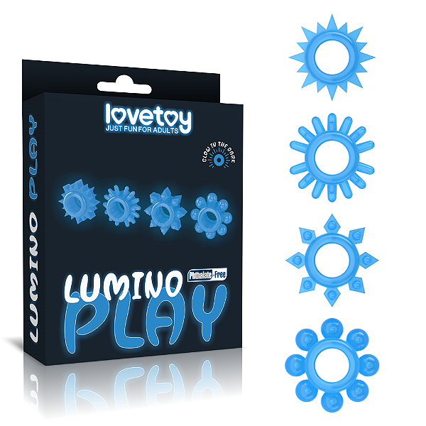 Anel peniano kit com 4 - Lumino Play Penis Ring - lovetoy
