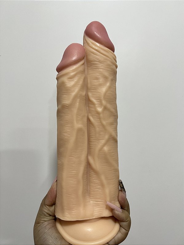 Prótese realística dupla com ventosa, 24 cm penetráveis