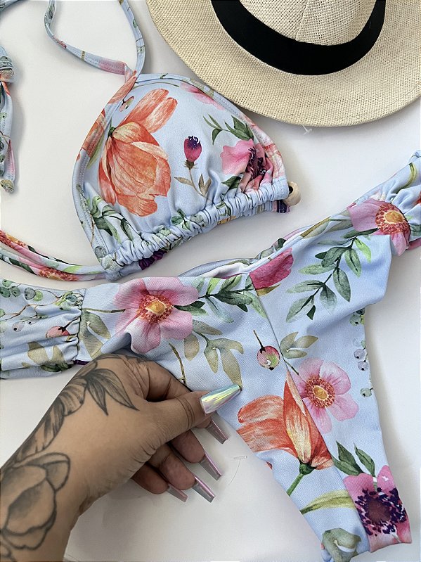 Conjunto Orquídea - Borboleta + Cortininha com Bojo Removível