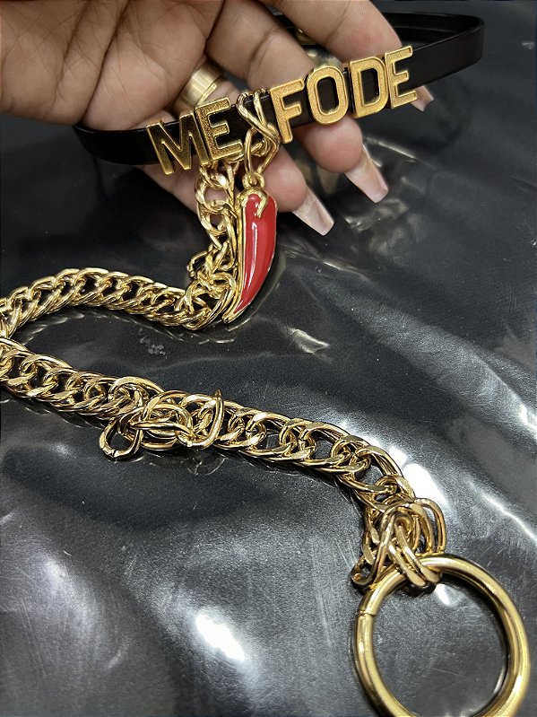 Coleira Seduction Pepper 🌶️ em Couro com guia