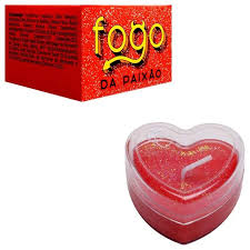 Vela Fogo da Paixão Com Glitter Aroma Morango