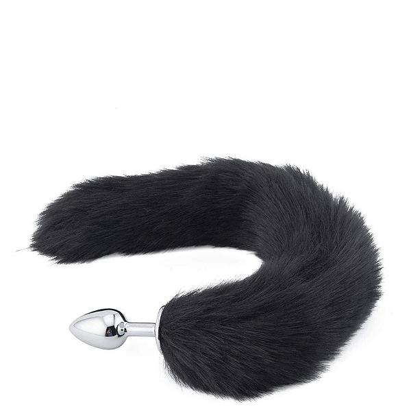 Plug Anal Rabo de Raposa - Preto 40 cm Tamanho P