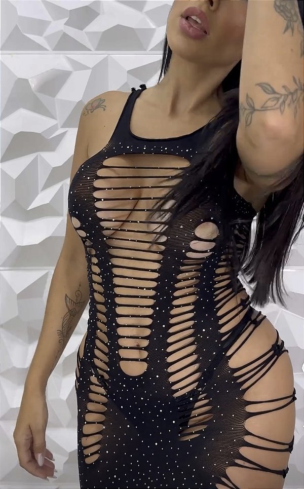 Vestido Arrastão Brilhoso