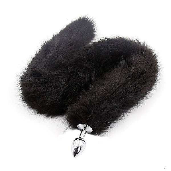 Plug Anal Rabo de Raposa - 80cm - Preto - Tamanho P