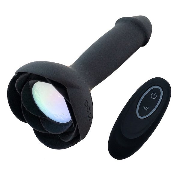 Plug Anal em Silicone em formato de pênis com LED,com 10 Modos de Vibração e Controle Remoto sem Fio