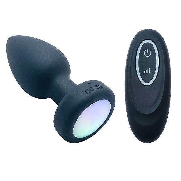 Plug Anal em Silicone com LED,com 10 Modos de Vibração e Controle Remoto sem Fio
