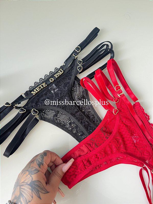 Calcinha de Renda Com 3 Tiras  Regulagens Slim