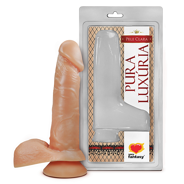 Prótese Realística 16cm com Escroto e Ventosa - Sexy Fantasy