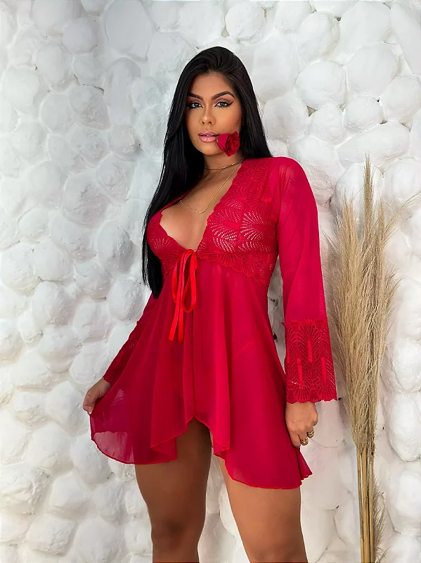 Robe Transparente em Tule e Renda – Sensual e Elegante