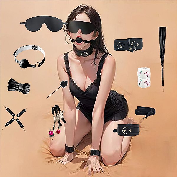 Kit Sado Bondage 14 Itens – BDSM e Fetiches para Casais