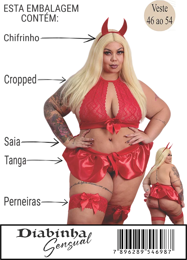 Fantasia Erótica de Luxo Plus Size - Diabinha