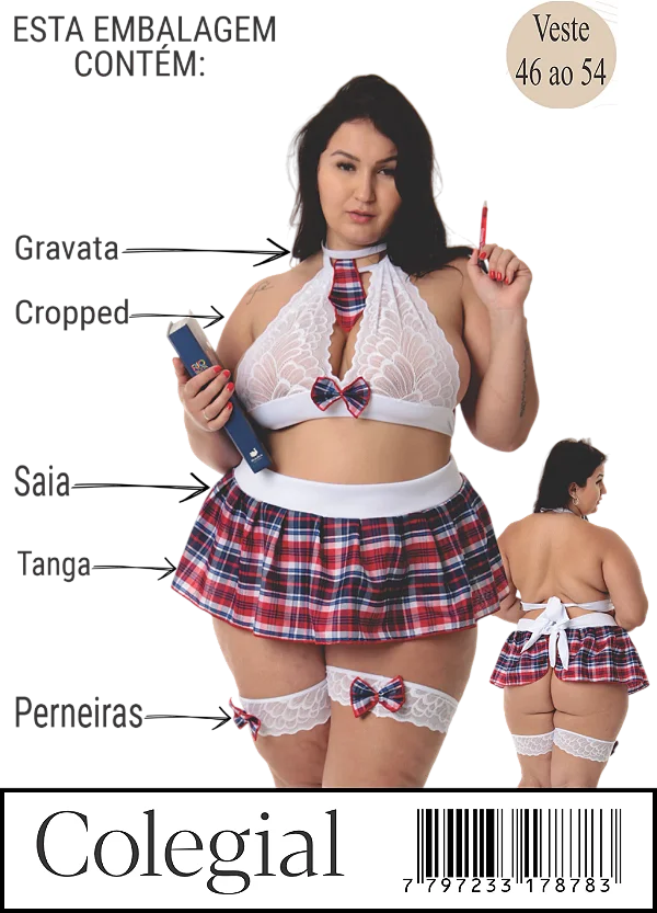 Fantasia Erótica de Luxo Plus Size - Colegial