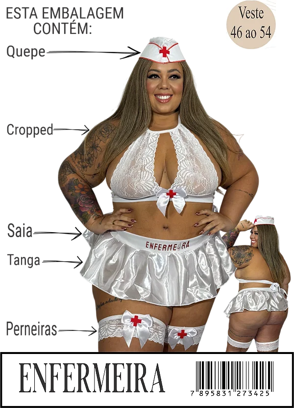 Fantasia Erótica de Luxo Plus Size - Enfermeira Escrita