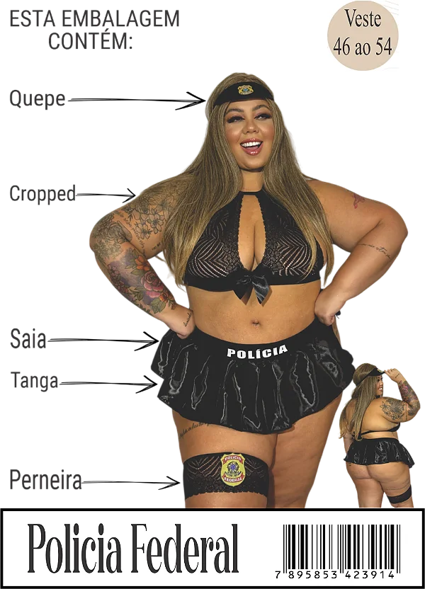 Fantasia Erótica de Luxo Plus Size - Policial