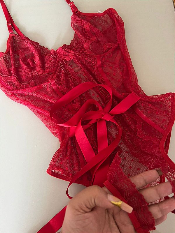 Body Mirella de Renda com Aro e Laço | Sensual e Sem Bojo | Plus