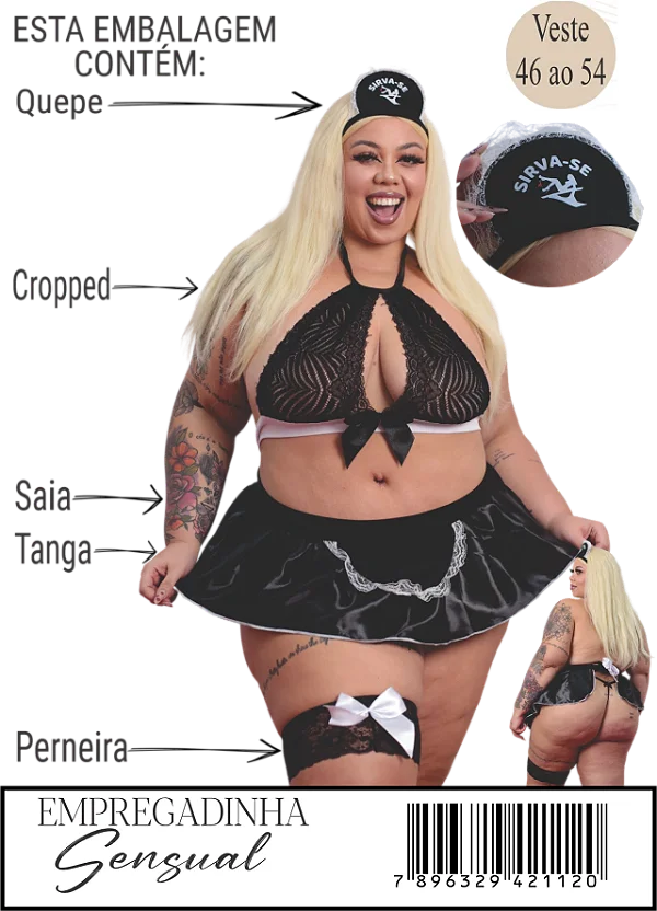 Fantasia Erótica de Luxo Plus Size - Empregada Sensual