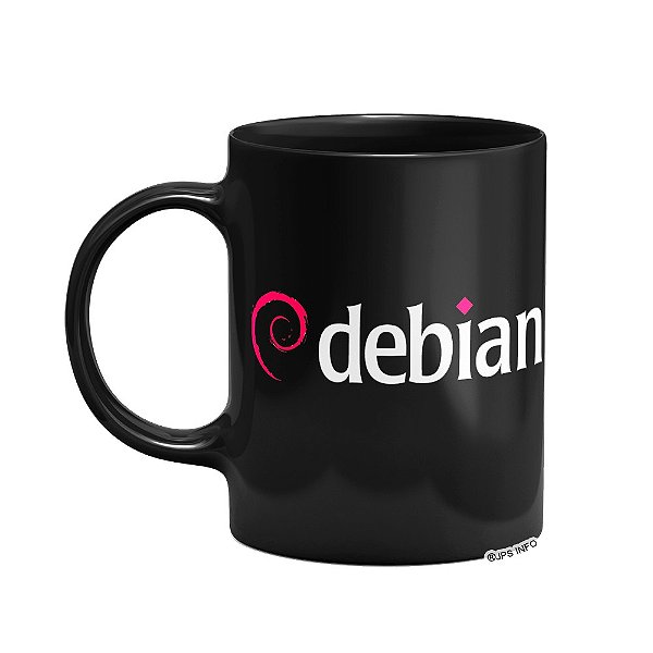 Caneca Debian Linux Preta