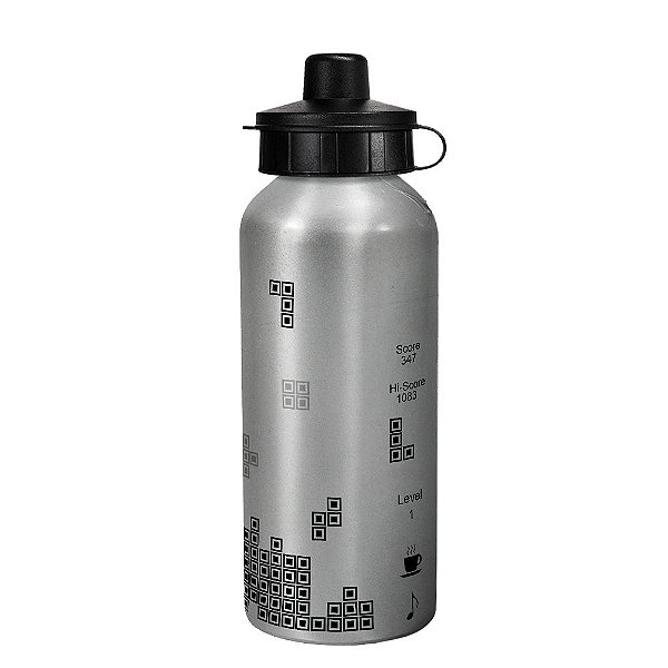 Garrafa gamer prata - Tetris