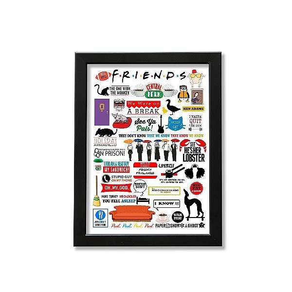 Quadro A4 - Icons Moments Friends Light moldura preta