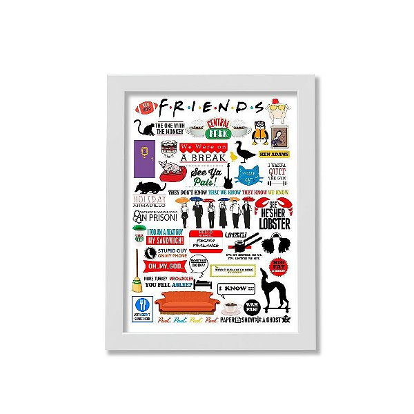 Quadro A4 - Icons Moments Friends Light moldura branca