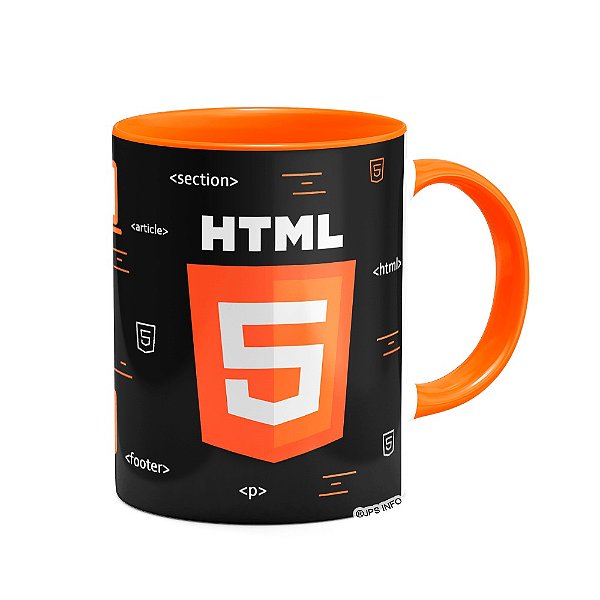 Caneca Dev HTML 5 - Dark B-orange