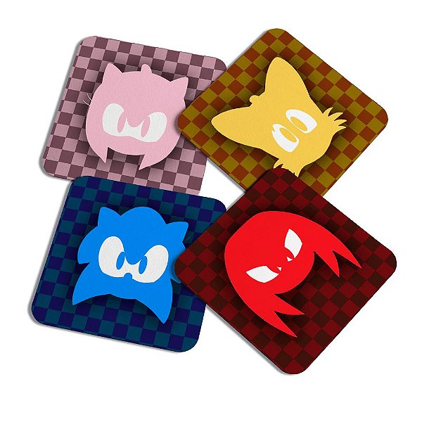 Porta copos quadrado - Sonic Icons Friends